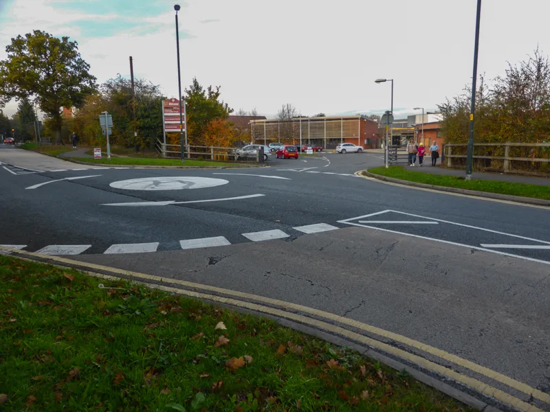 The entrance to Alvechurch's first and middle schools and the village library on Birmingham Road